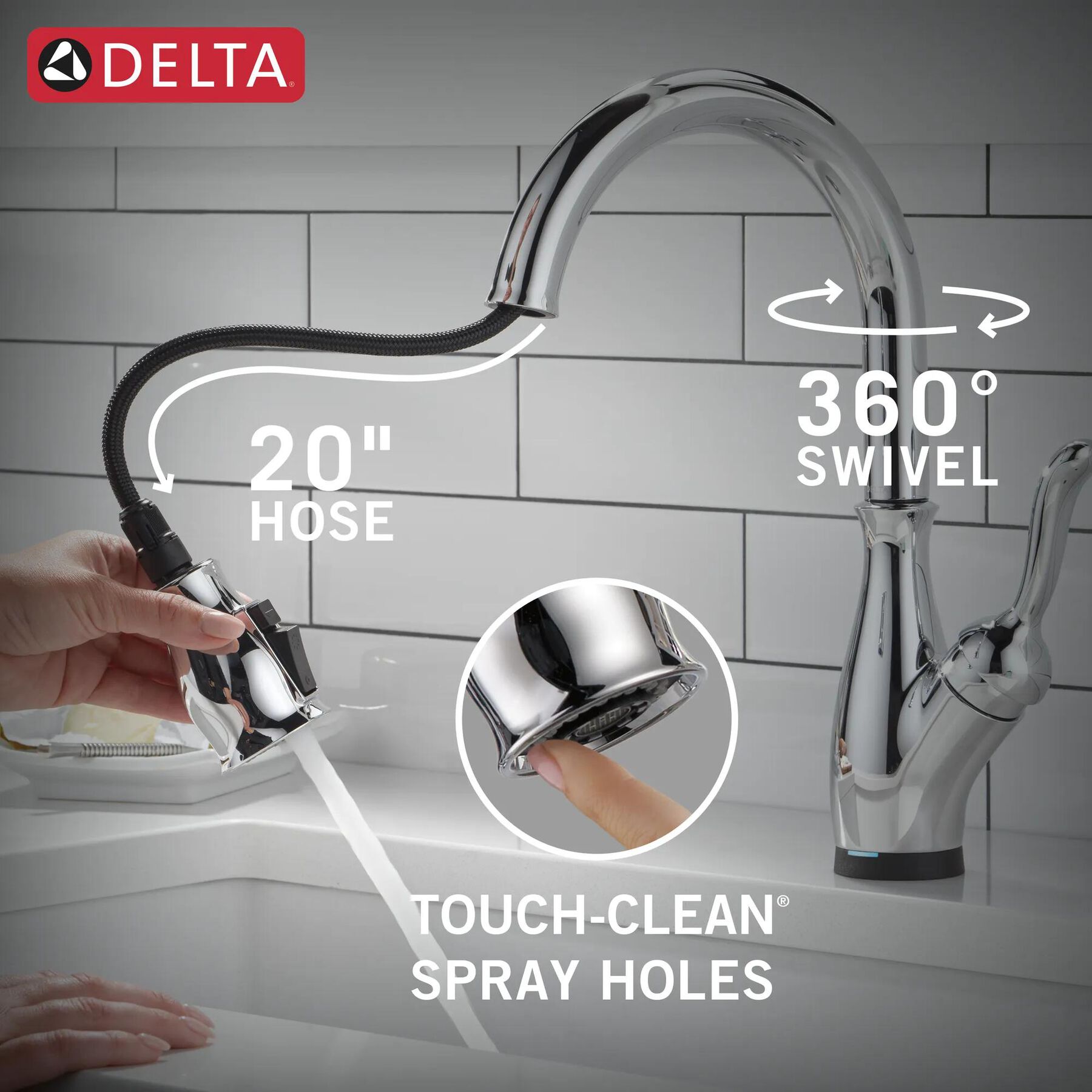 Touch2O with Touchless and VoiceIQ&reg; Technology Single Handle Pull-Down Kitchen Faucet with Soap Dispenser