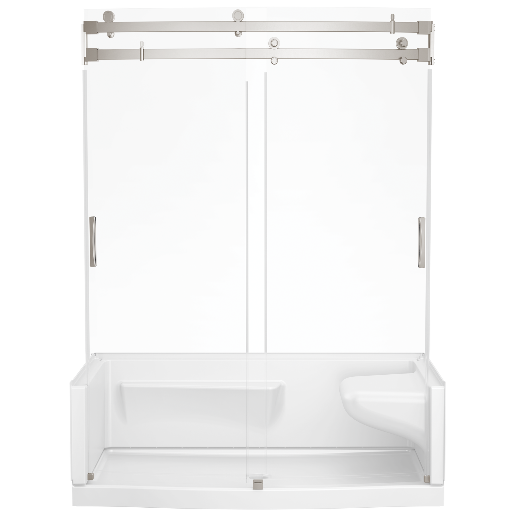 60x32 Alcove Shower Base with Door Bundle - Right Seat Center Drain Curve