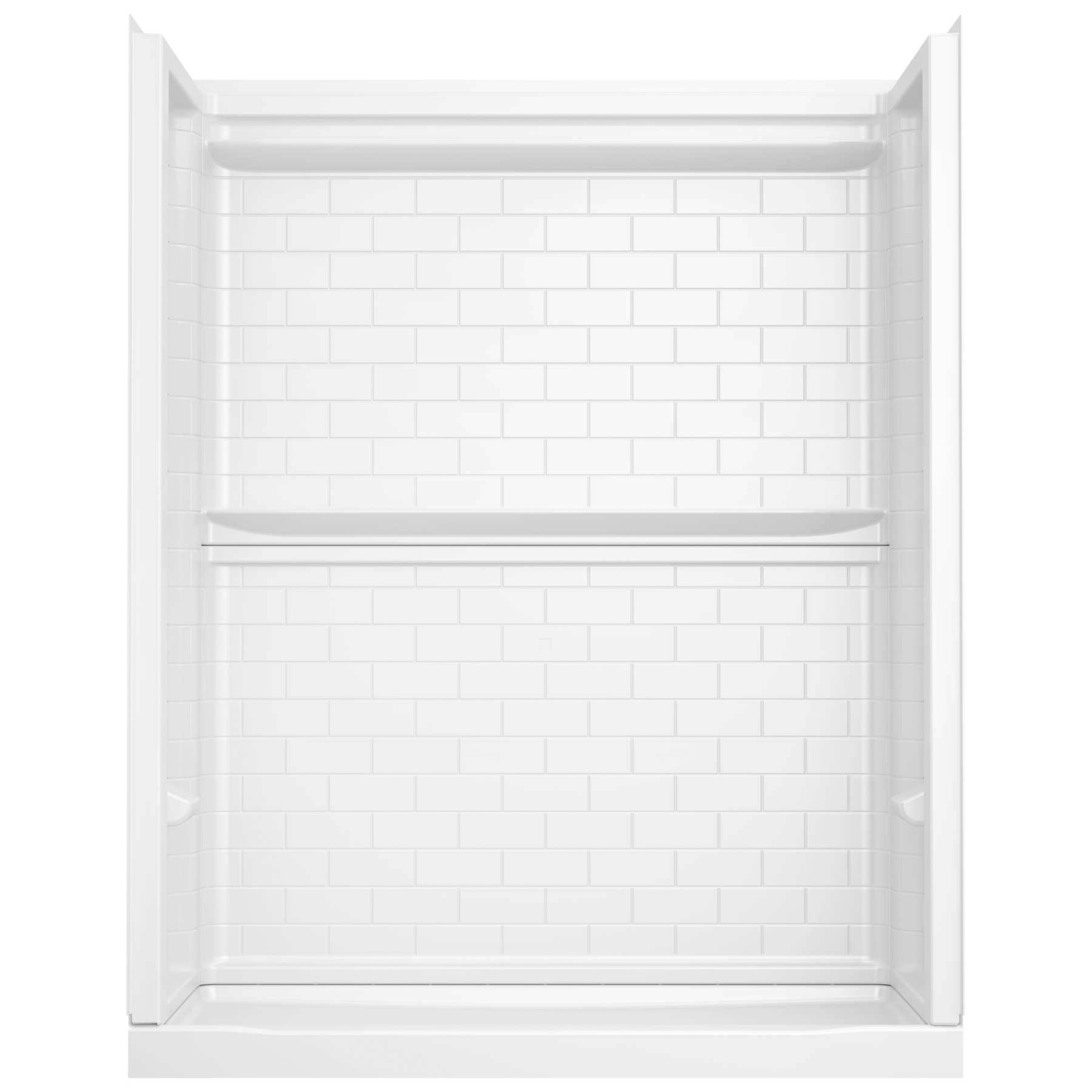 60x32 Alcove Shower Base with Tile Wall Bundle - Center Drain