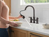 Two Handle Pull-Down Bridge Kitchen Faucet