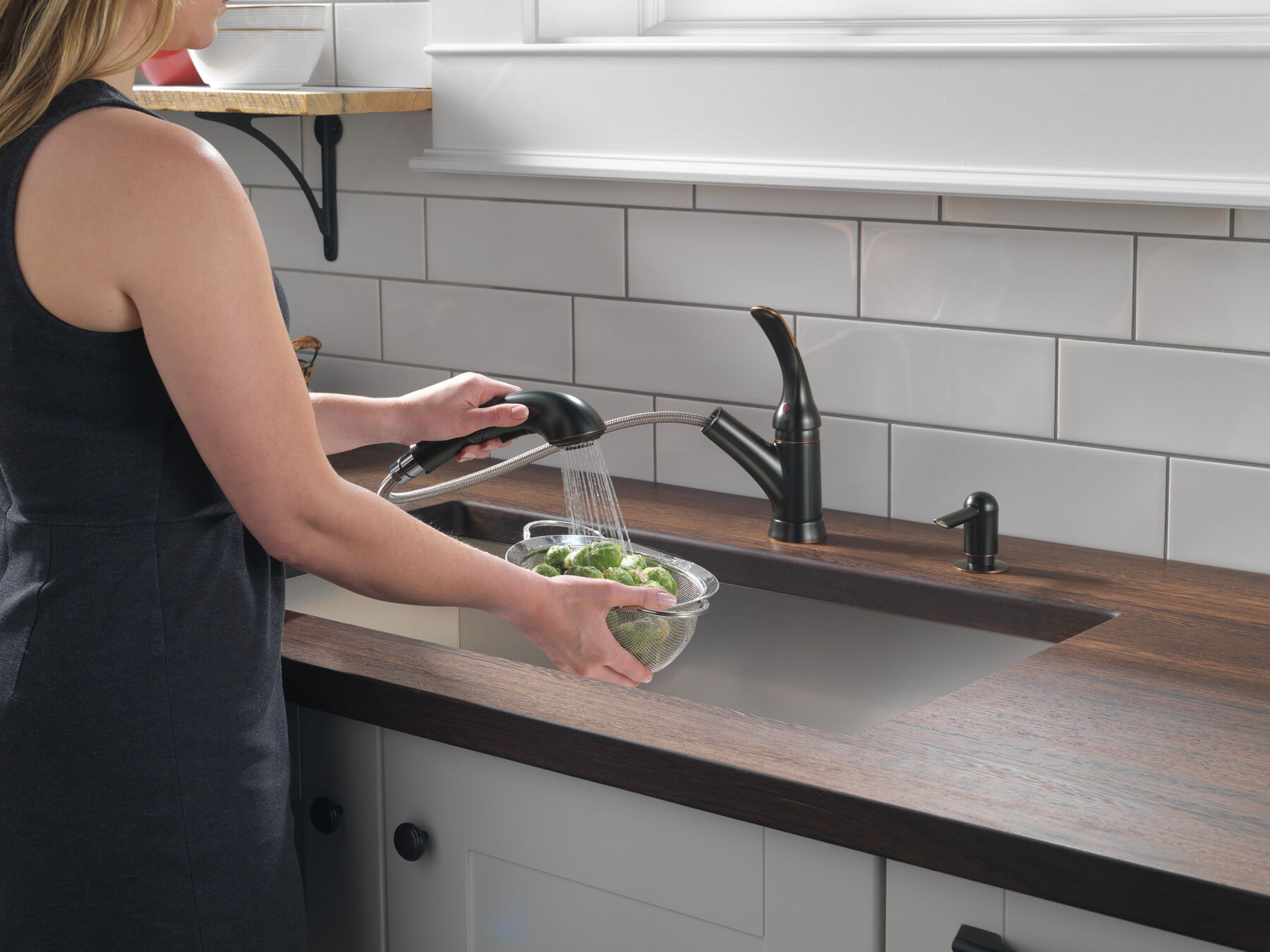 Single Handle Pull-Out Kitchen Faucet with Soap Dispenser, image 4