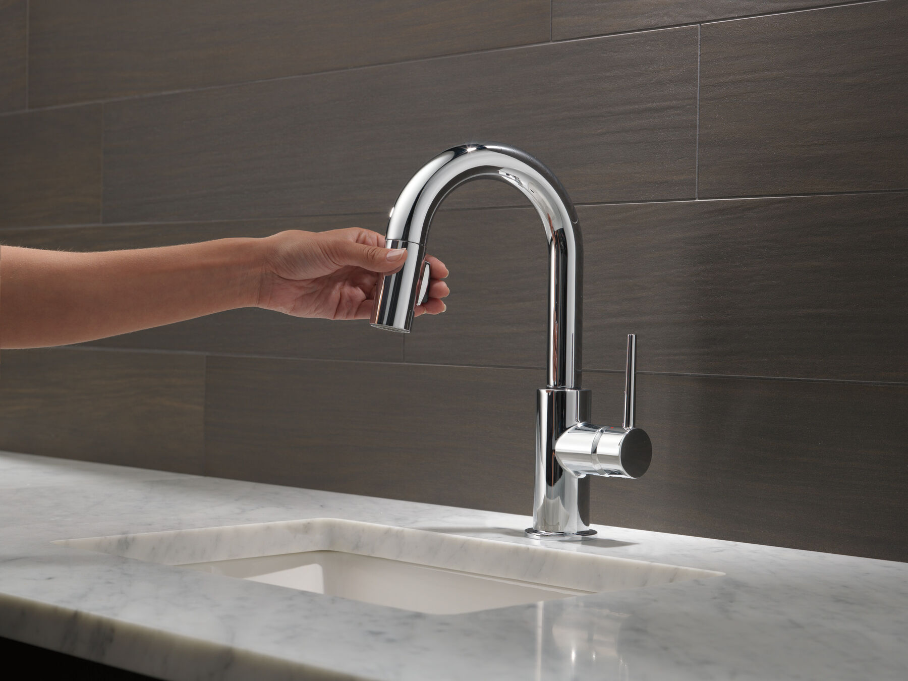 Single Handle Pull-Down Bar/Prep Kitchen Limited Swivel, image 3