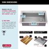 33&rdquo; Workstation Kitchen Sink Drop-In Top Mount Stainless Steel Single Bowl with WorkFlow&trade; Ledge and Accessories