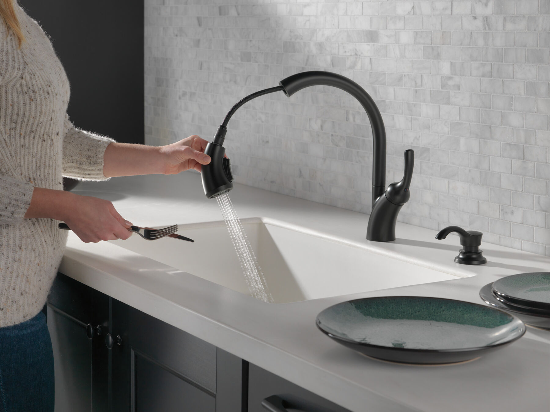 Single Handle Pull-Out Kitchen Faucet with Soap Dispenser and ShieldSpray&reg; Technology (Recertified), image 3