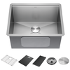 24” Workstation Undermount Single Bowl 16 Gauge Stainless Steel Laundry Utility Kitchen Sink with WorkFlow™ Ledge and Accessories