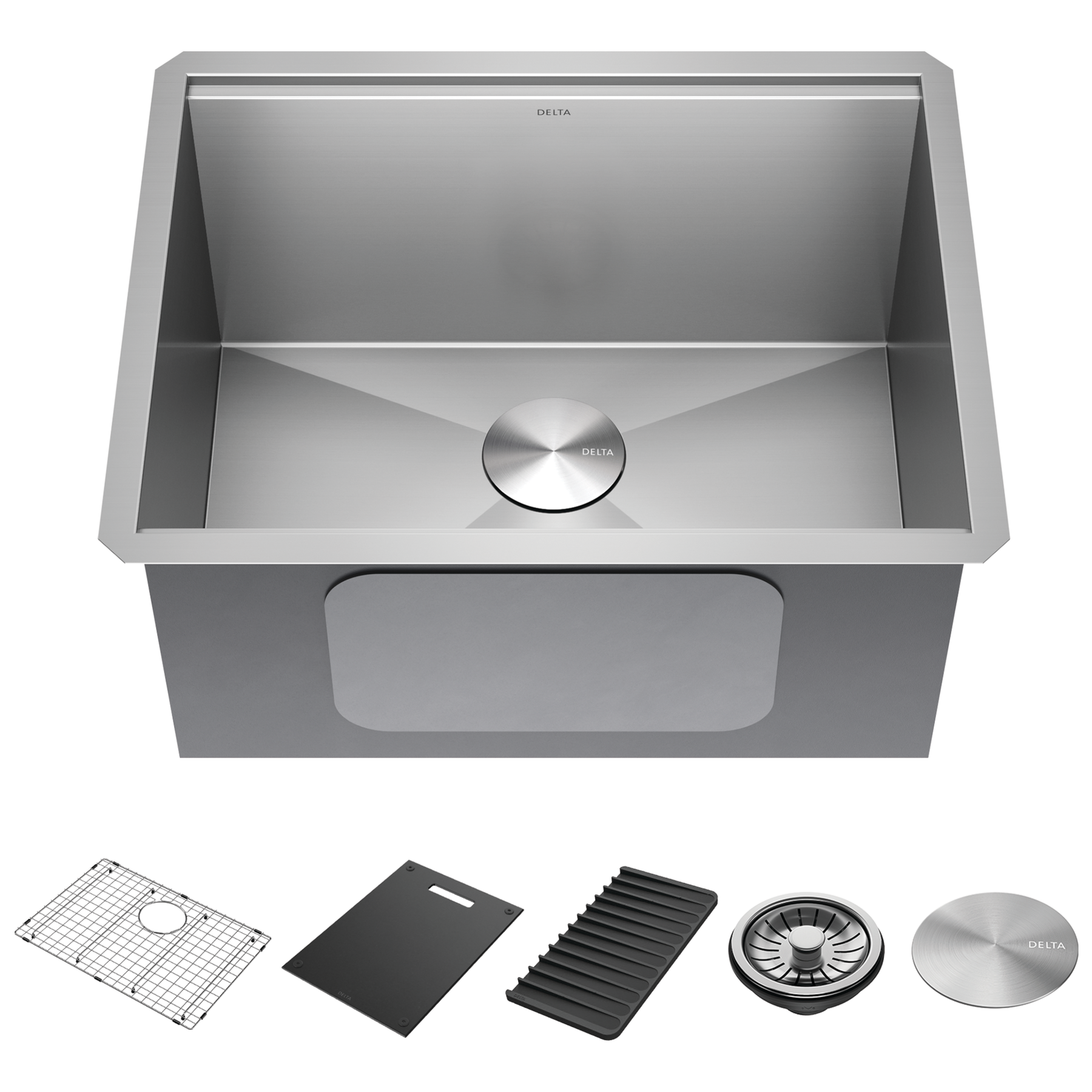 24” Workstation Undermount Single Bowl 16 Gauge Stainless Steel Laundry Utility Kitchen Sink with WorkFlow™ Ledge and Accessories