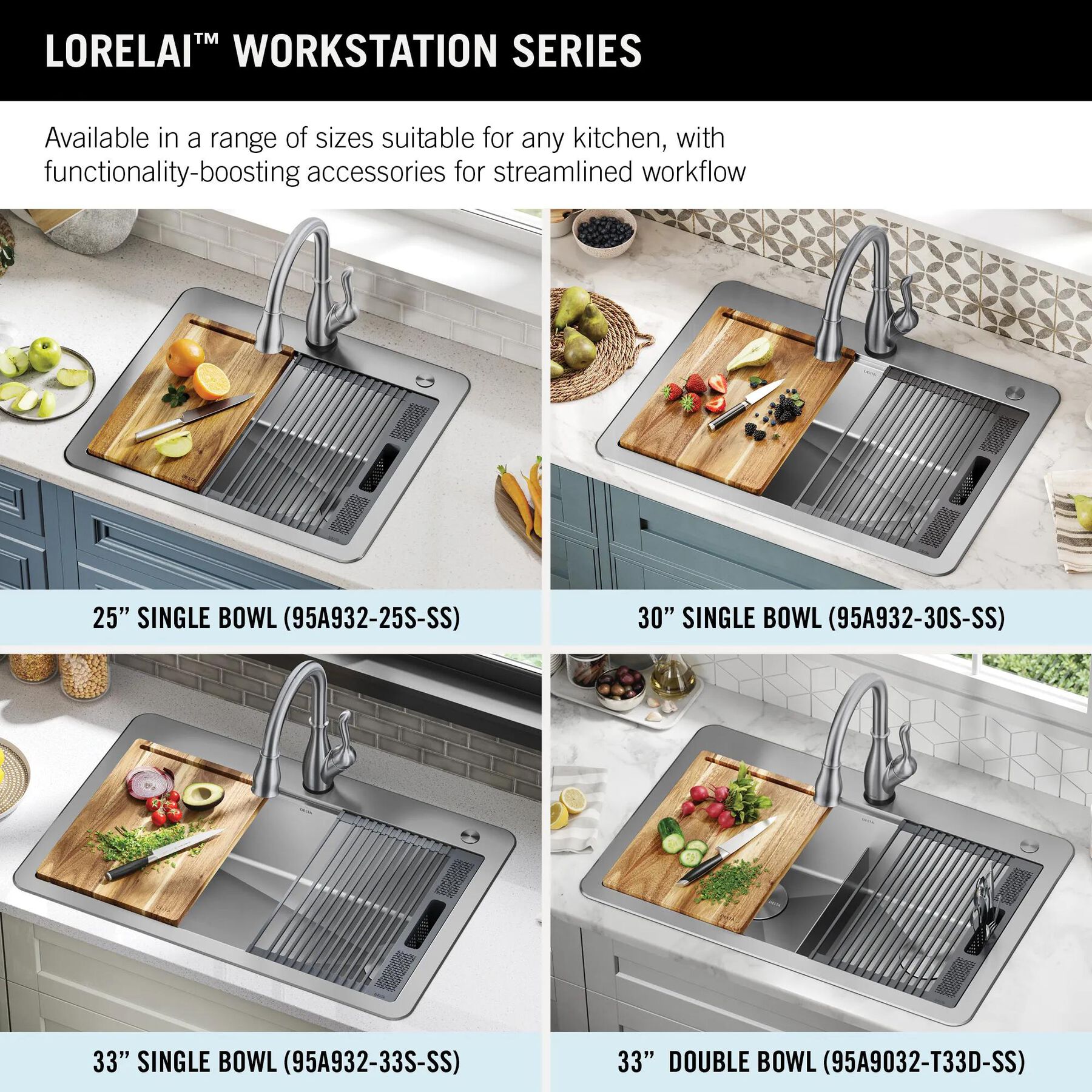 33&rdquo; Workstation&nbsp;Drop-In Top Mount&nbsp;Double&nbsp;Bowl&nbsp;16 Gauge Stainless Steel&nbsp;Kitchen Sink&nbsp;with&nbsp;WorkFlow&trade; Ledge and Accessories