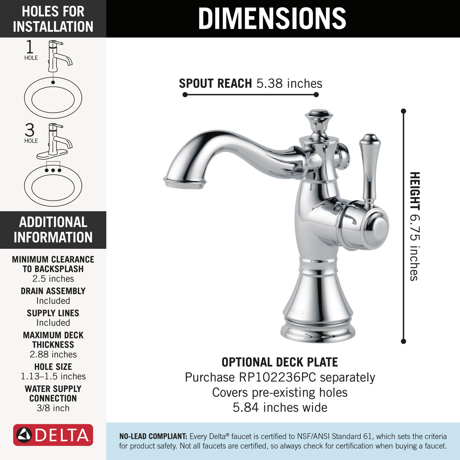 Single Handle Bathroom Faucet, image 1