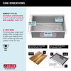 27” Workstation Kitchen Sink Undermount Stainless Steel Single Bowl with WorkFlow™ Ledge and Accessories