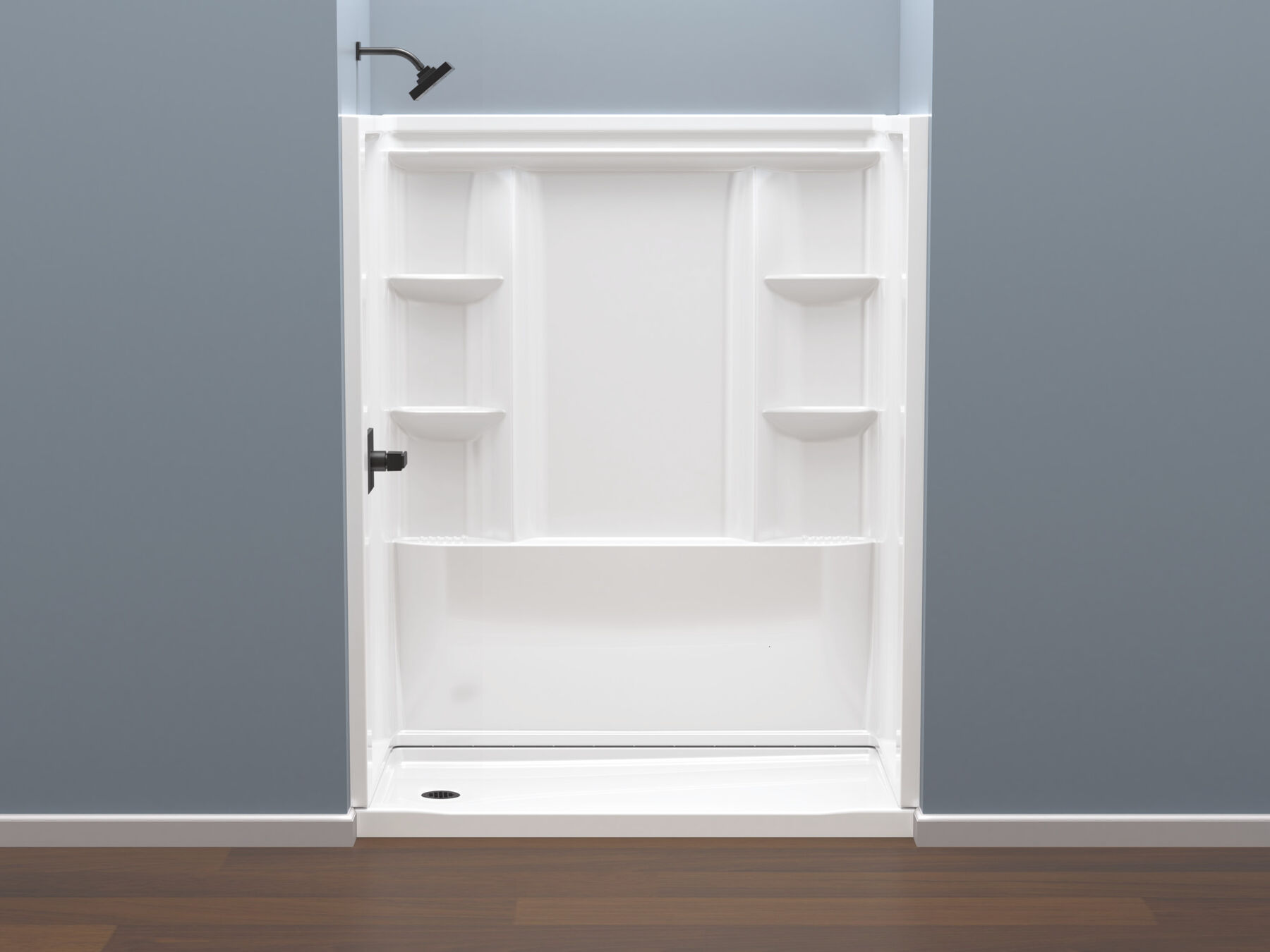 60x32 Alcove Shower Bundle with Trim and Drain - Left Drain, image 3