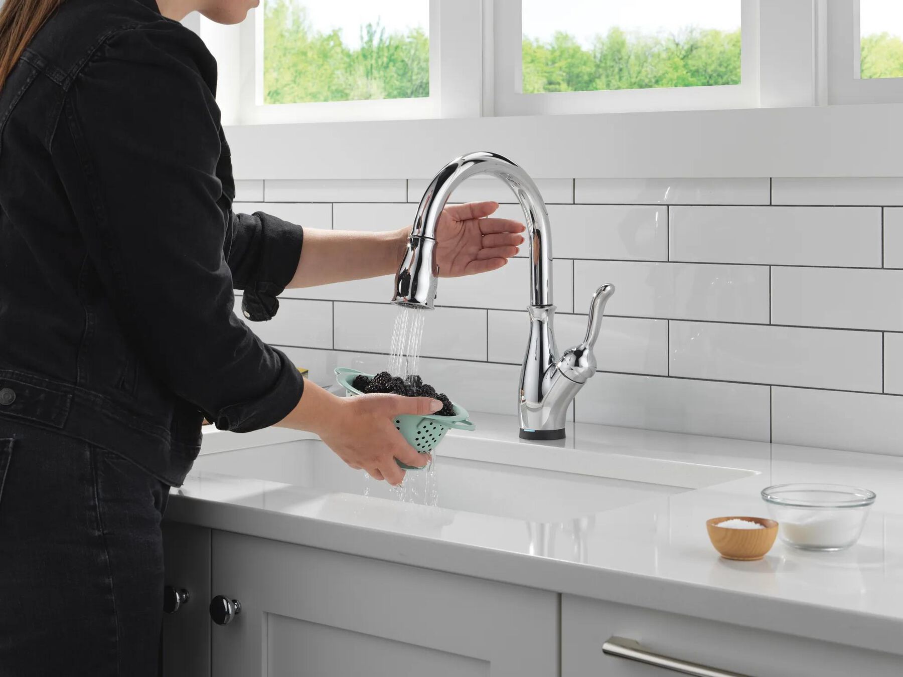 Touch2O with Touchless and VoiceIQ&reg; Technology Single Handle Pull-Down Kitchen Faucet with Soap Dispenser