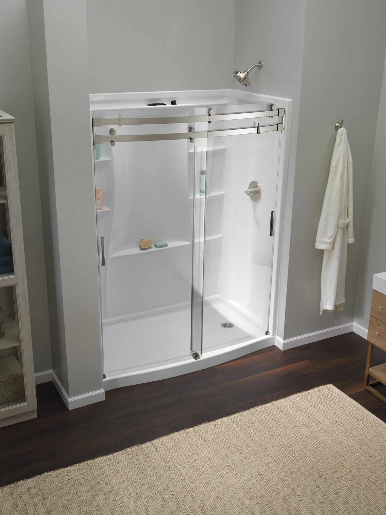 60x32 Alcove Shower Bundle with Door - Right Drain Curve, image 2