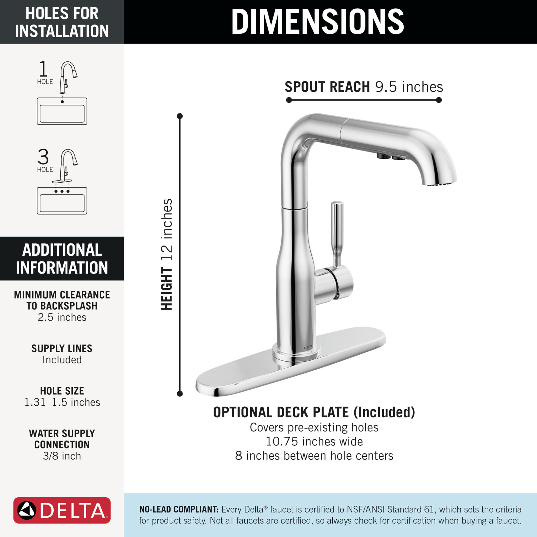 Single Handle Pull-Out Kitchen Faucet, image 4