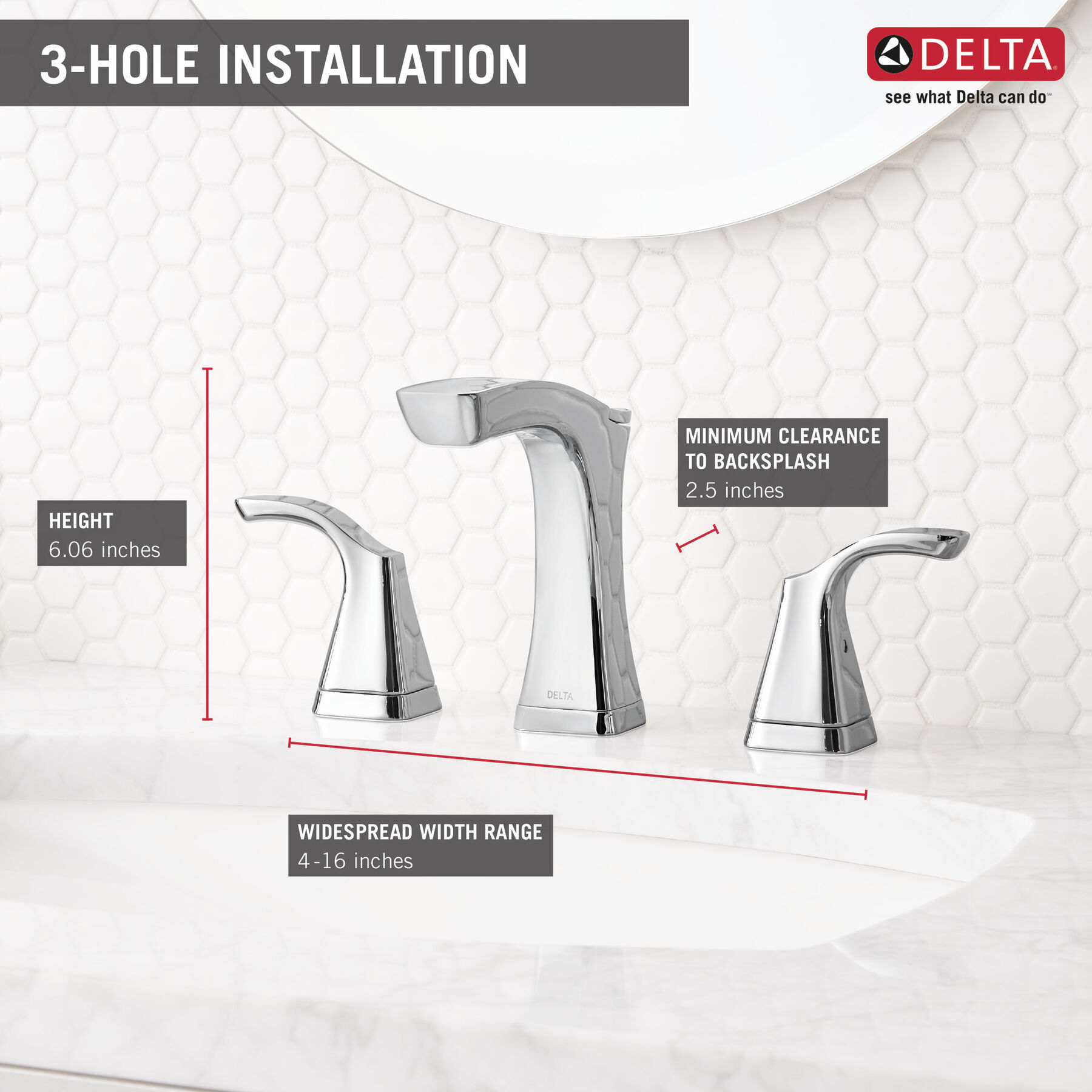 Two Handle Widespread Bathroom Faucet - Metal Pop-Up, image 4