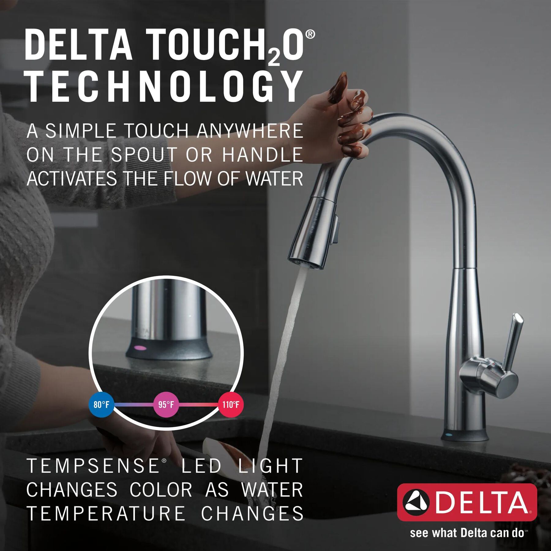Single Handle Pull-Down Kitchen Faucet with Touch<sub>2</sub>O&reg; Technology