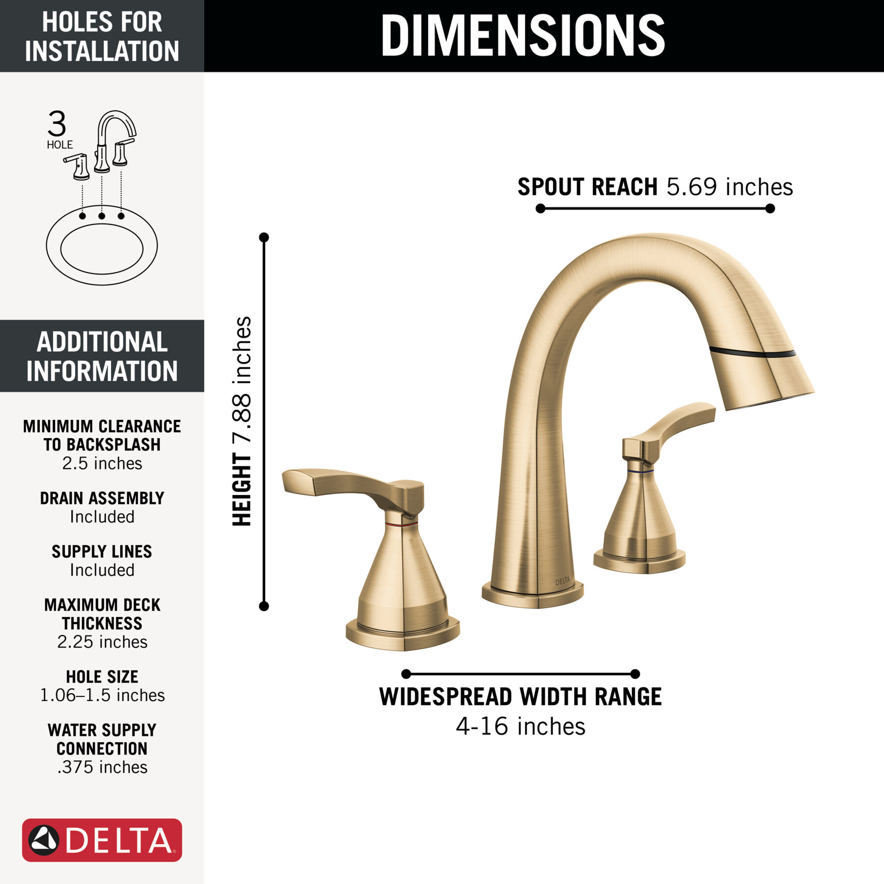 Two Handle Widespreadh Pull Down Bathroo (Recertified), image 1