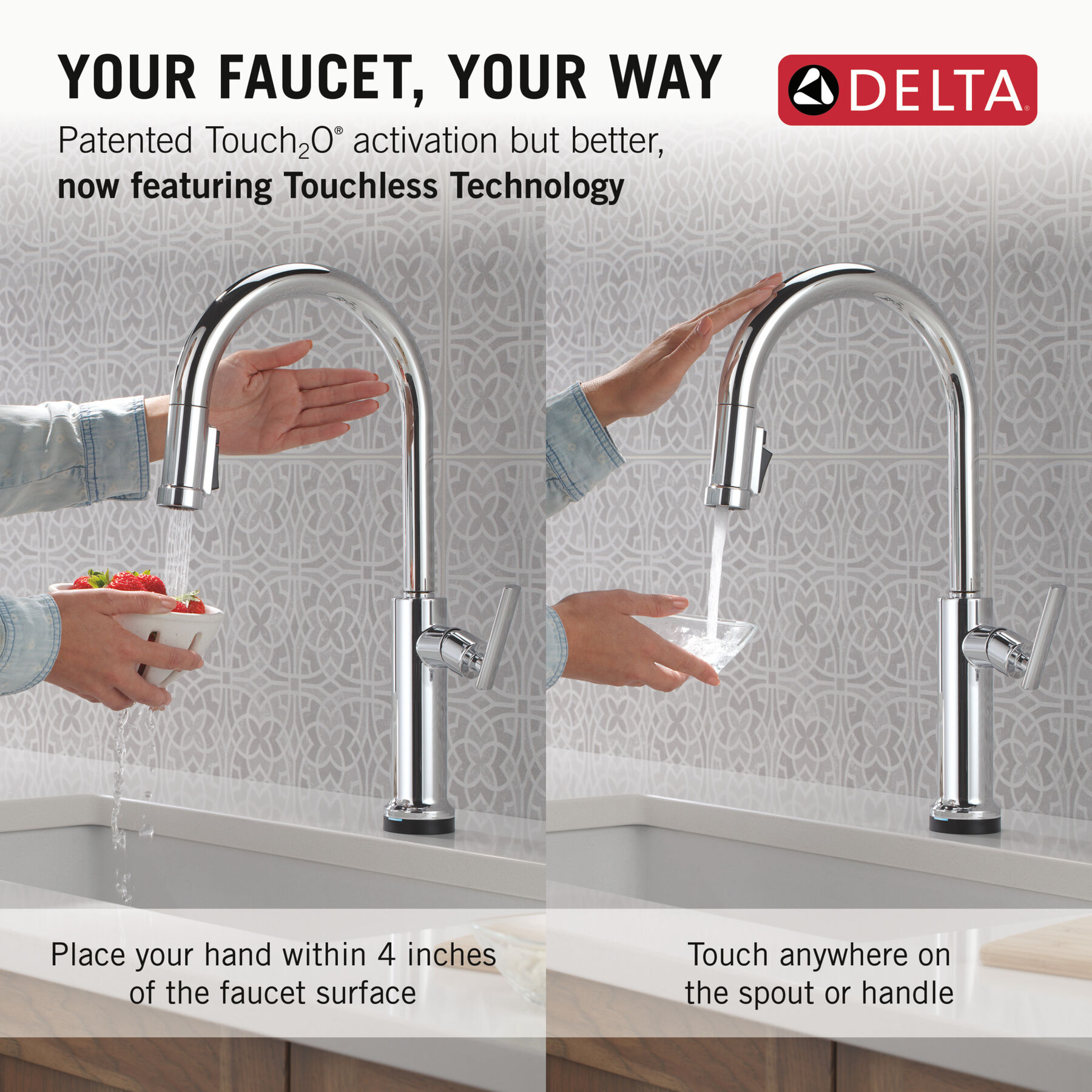 Touch2O&reg; Technology Kitchen Faucet with Touchless Technology