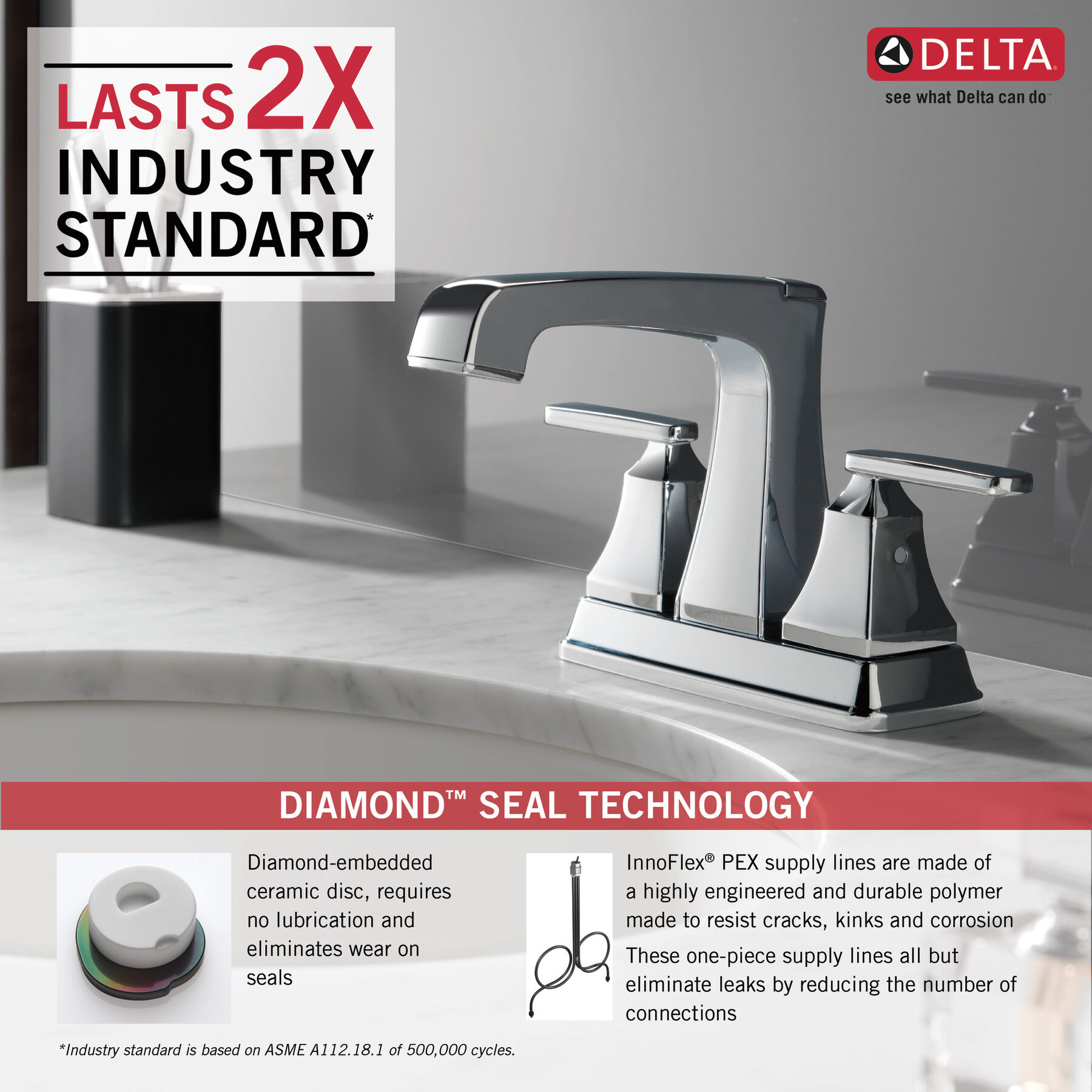 Two Handle Centerset Bathroom Faucet, image 1