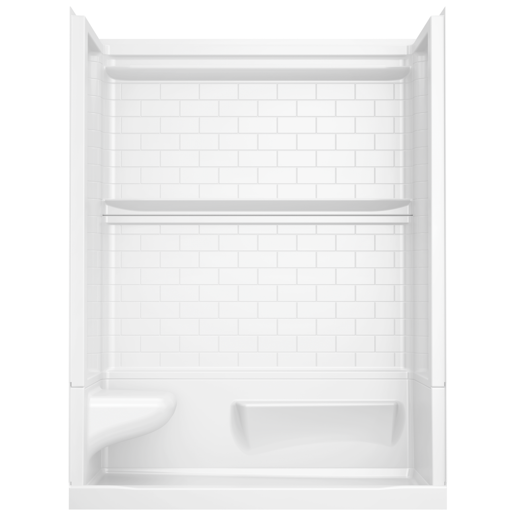 60x32 Alcove Shower Base with Tile Wall Bundle  - Left Seat Right Drain