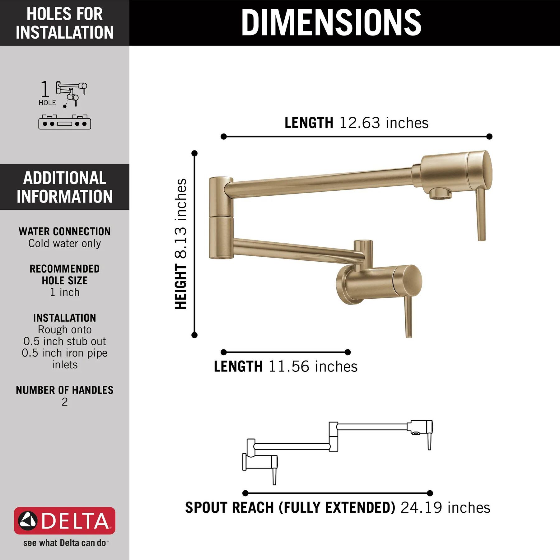 Contemporary Wall Mount Pot Filler (Recertified)