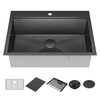 30” Drop-In Top Mount 16 Gauge Workstation Kitchen Sink Single Bowl with WorkFlow™ Ledge and Accessories