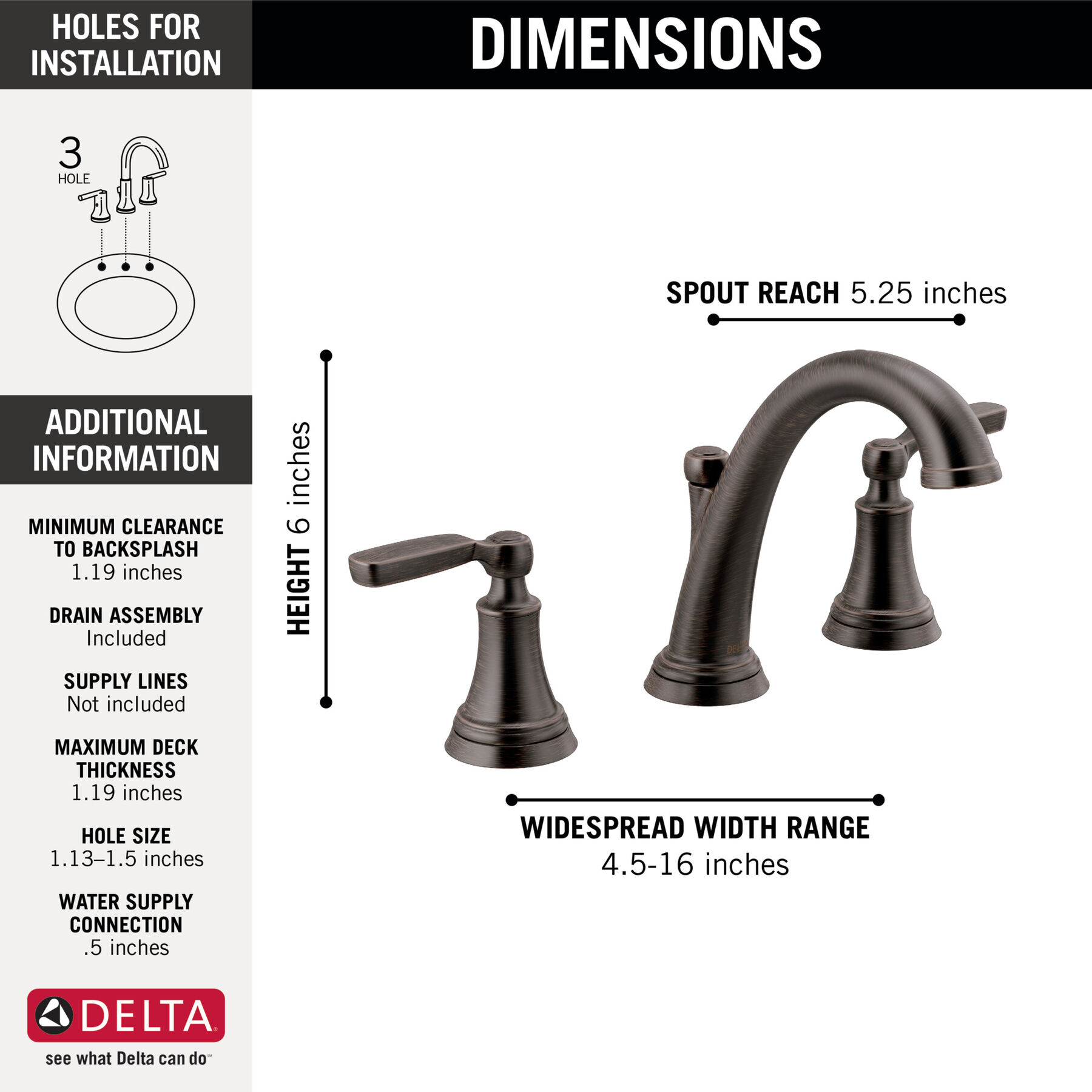 Two Handle Widespread Bathroom Faucet, image 1