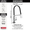 Single Handle Exposed Hose Kitchen Faucet with Touch<sub>2</sub>O Technology