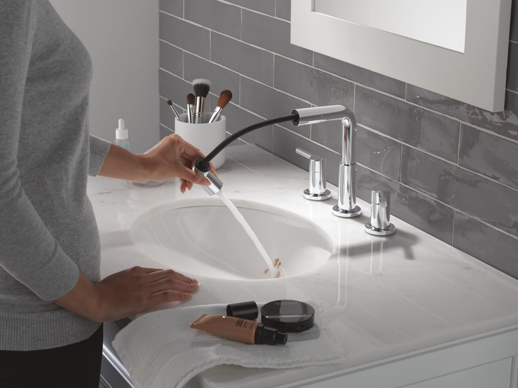 Two Handle Widespread Pull-Down Bathroom Faucet, image 6