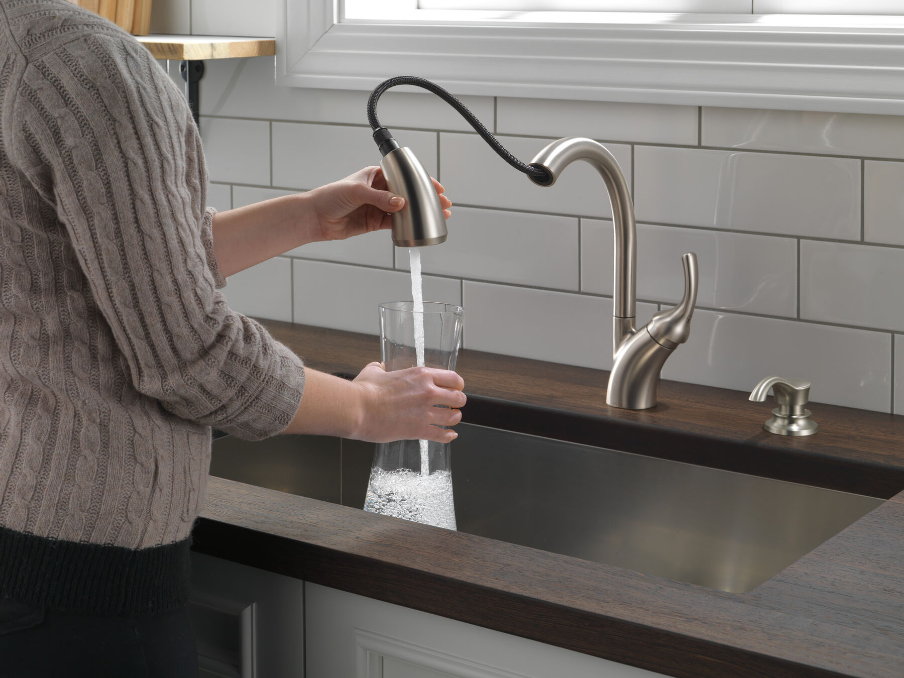 Single Handle Pull-Out Kitchen Faucet with Soap Dispenser and ShieldSpray® Technology, image 4