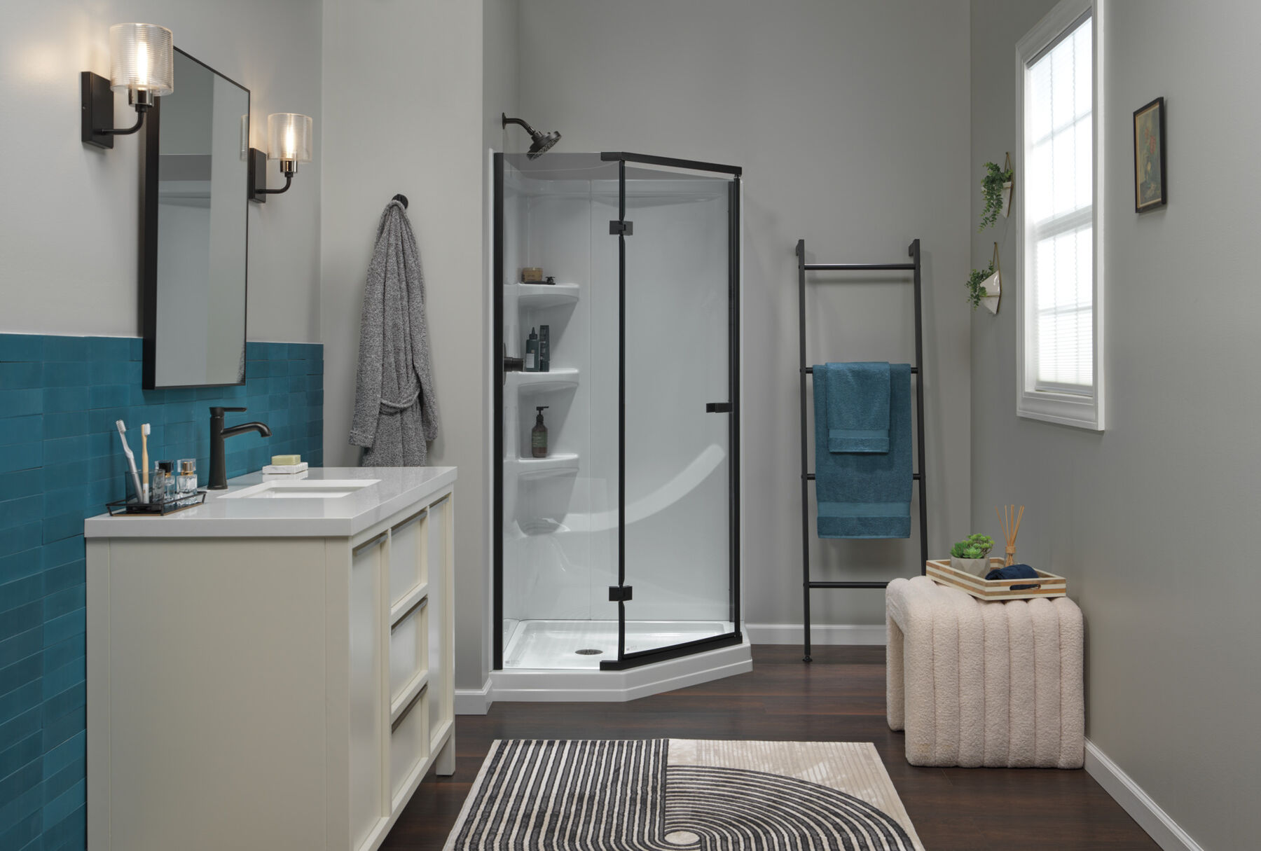 38" Frameless Neo Angle Shower Enclosure, image 2