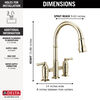 Two Handle Pull-Down Bridge Kitchen Faucet