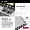 33” Workstation Kitchen Sink Drop-In Top Mount 16 Gauge Stainless Steel 50/50 Double Bowl with WorkFlow™ Ledge and Accessories