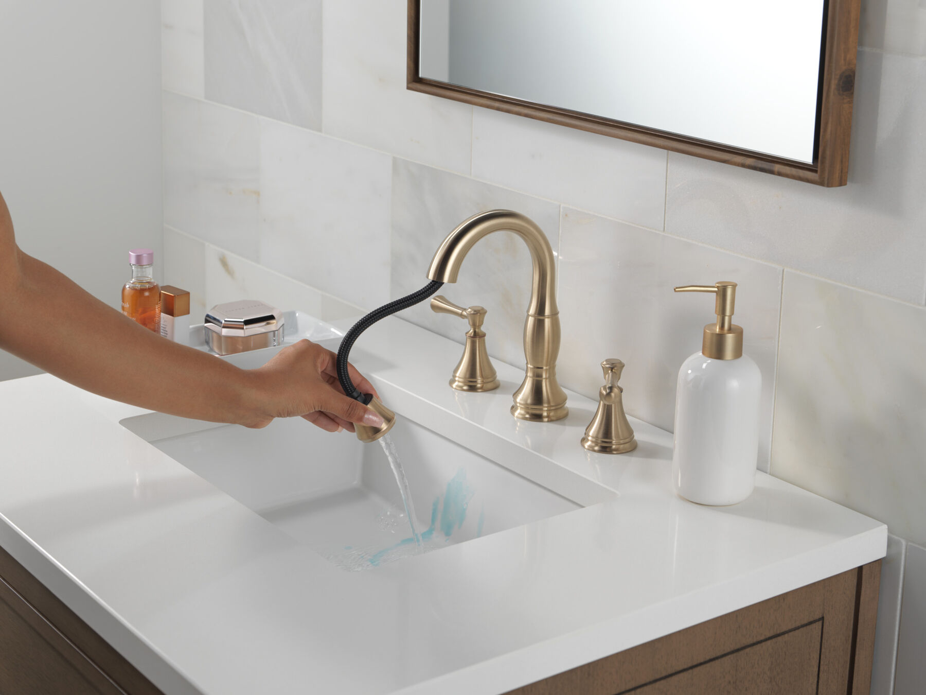 Two Handle Widespread Pull Down Bathroom Faucet (Recertified), image 4