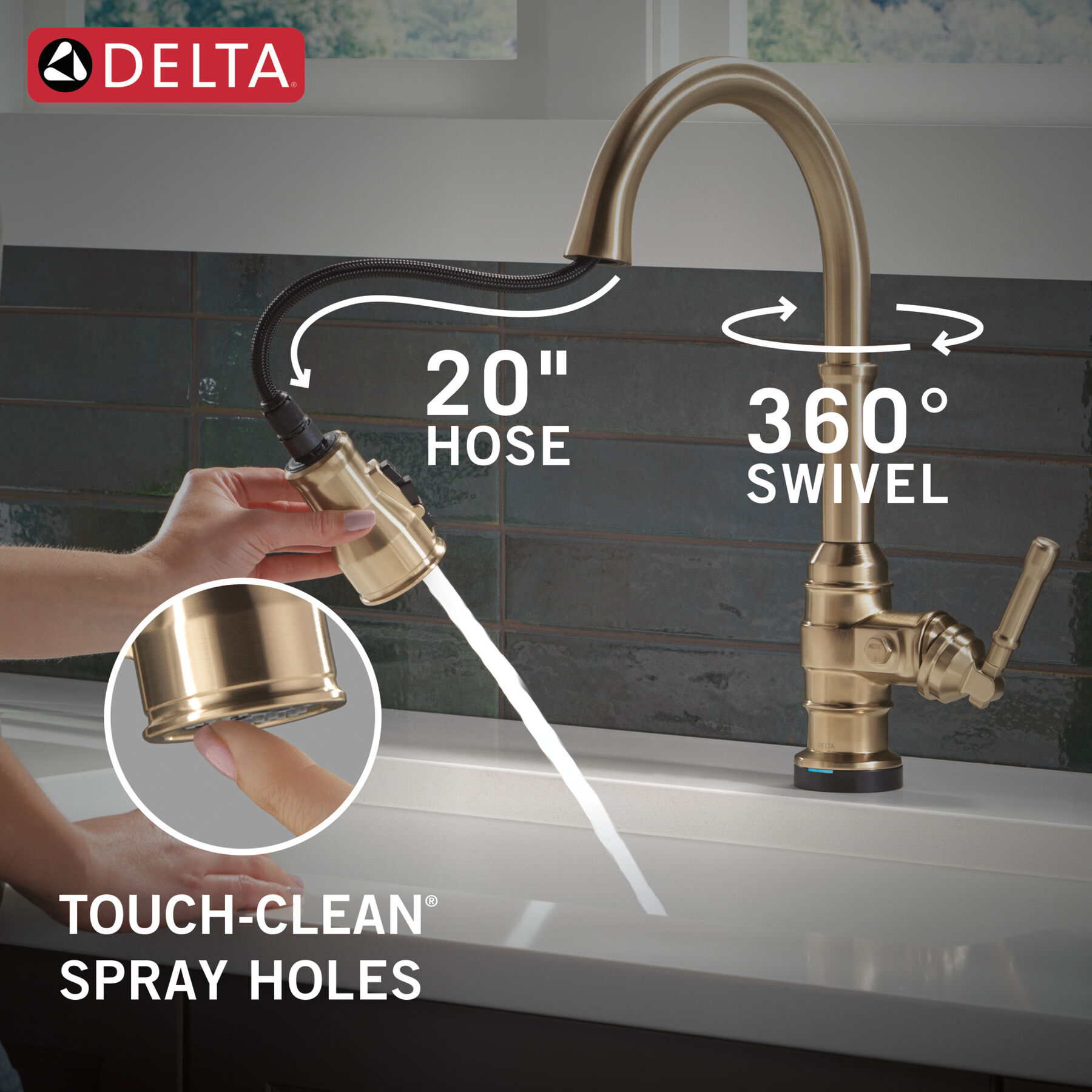 Touch<sub>2</sub>O® Technology Kitchen Faucet with Touchless Technology, image 9