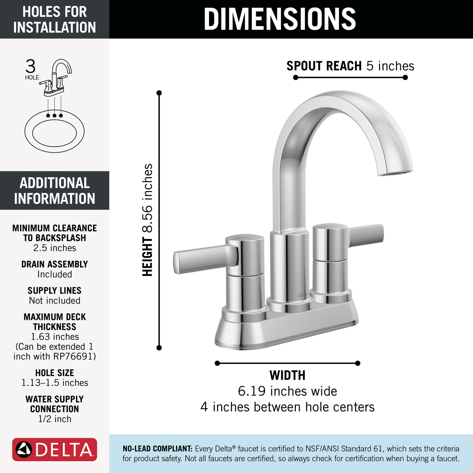 Two Handle Centerset Bathroom Faucet, image 1
