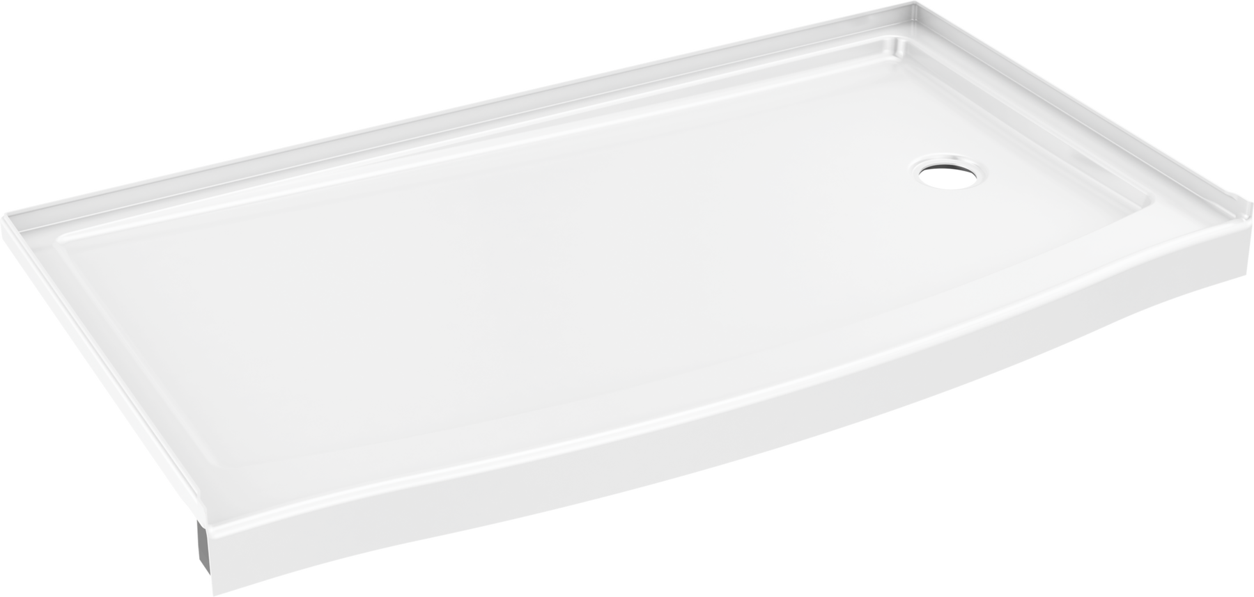 60 x 32" Curved Alcove Shower Base with Right Drain