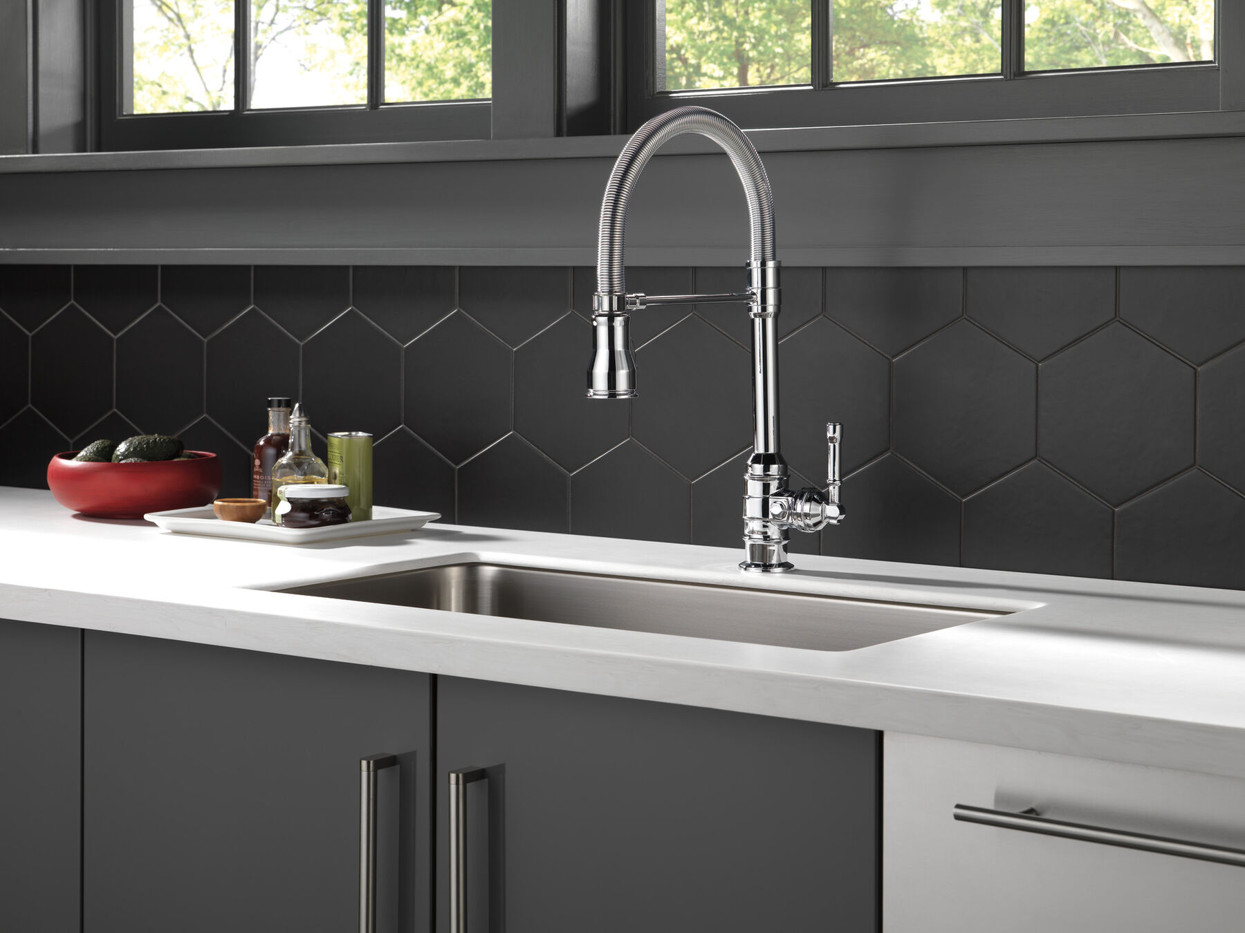Single Handle Pull-Down Kitchen Faucet With Spring Spout, image 6
