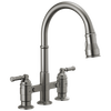 Two Handle Pull-Down Bridge Kitchen Faucet