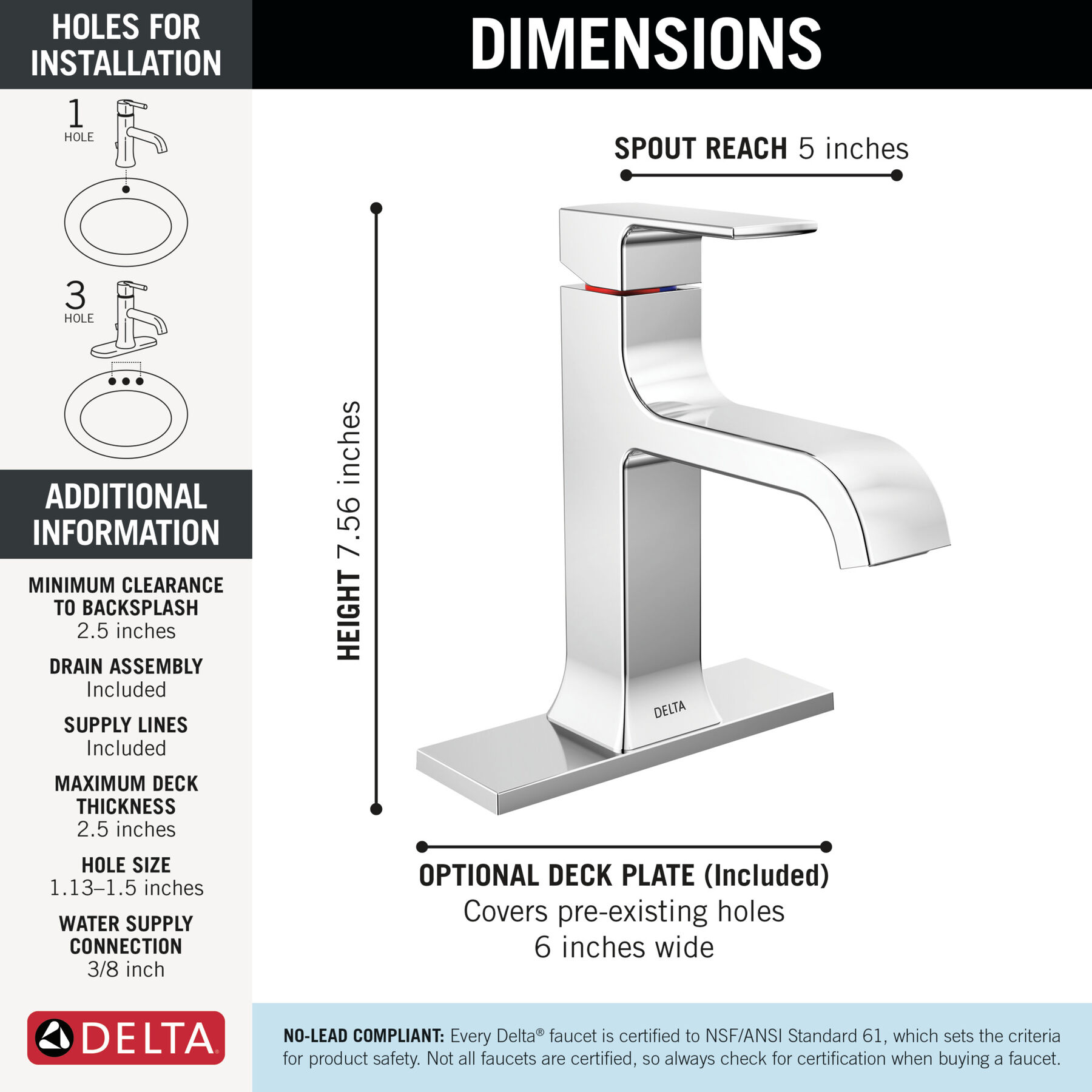 Single Handle Bathroom Faucet, image 1