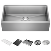 36” Workstation Undermount Single Bowl 16 Gauge Stainless Steel Farmhouse Apron Front Kitchen Sink with WorkFlow™ Ledge and Accessories