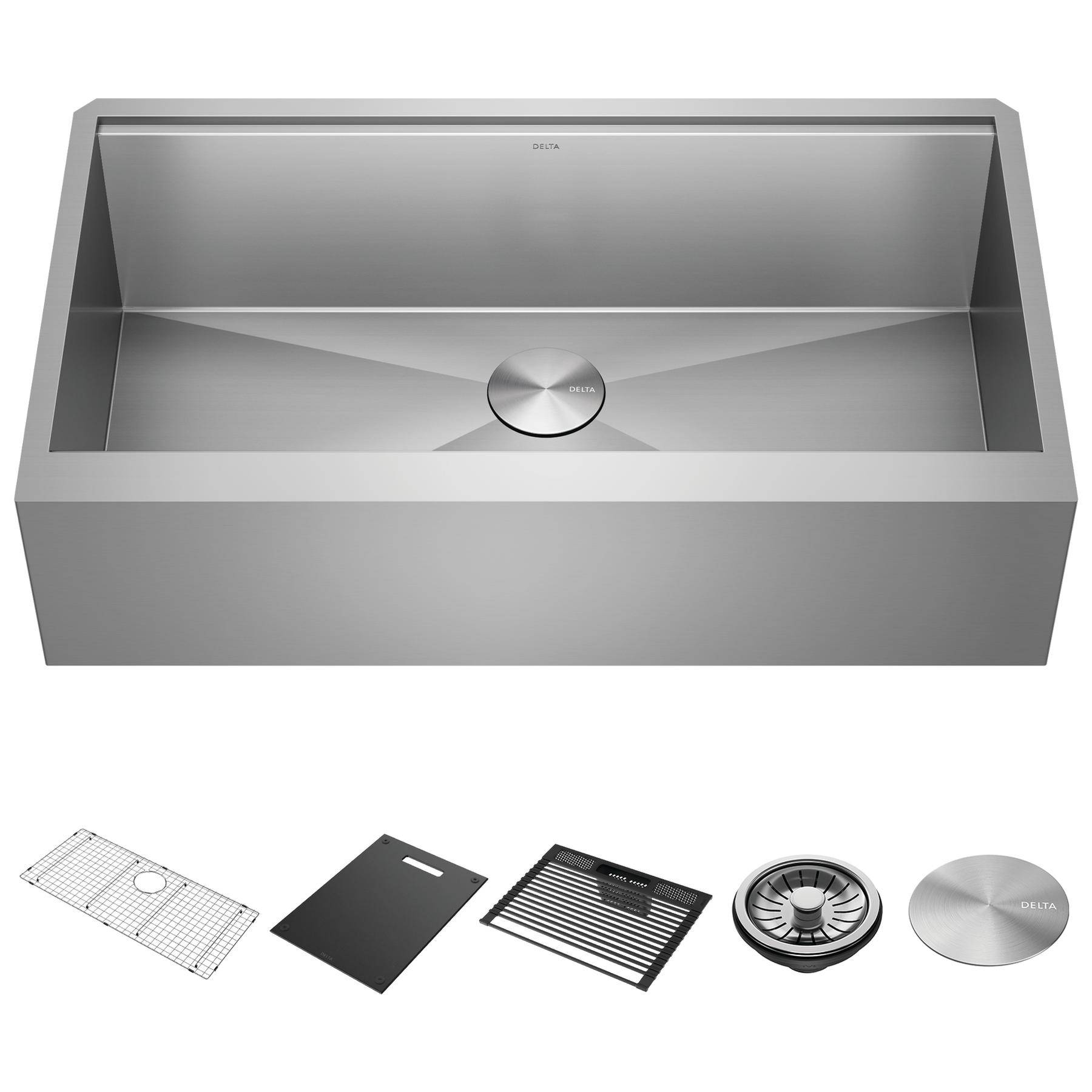 36” Workstation Undermount Single Bowl 16 Gauge Stainless Steel Farmhouse Apron Front Kitchen Sink with WorkFlow™ Ledge and Accessories