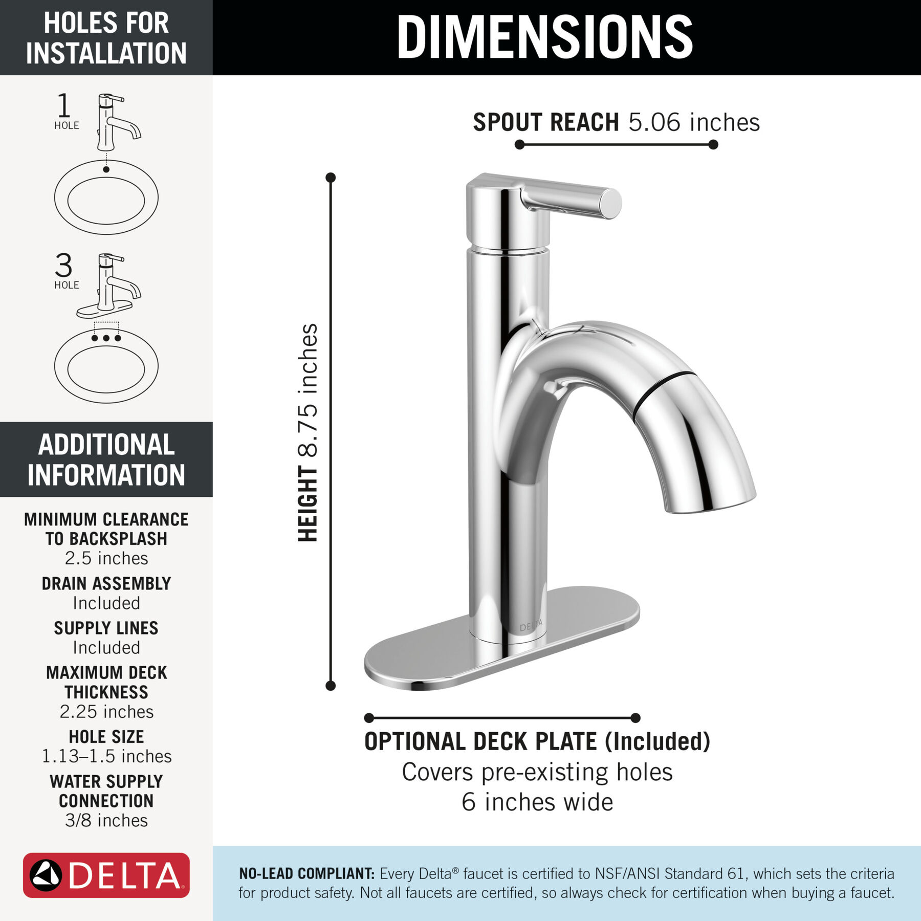Single Handle Pull-Down Bathroom Faucet, image 1