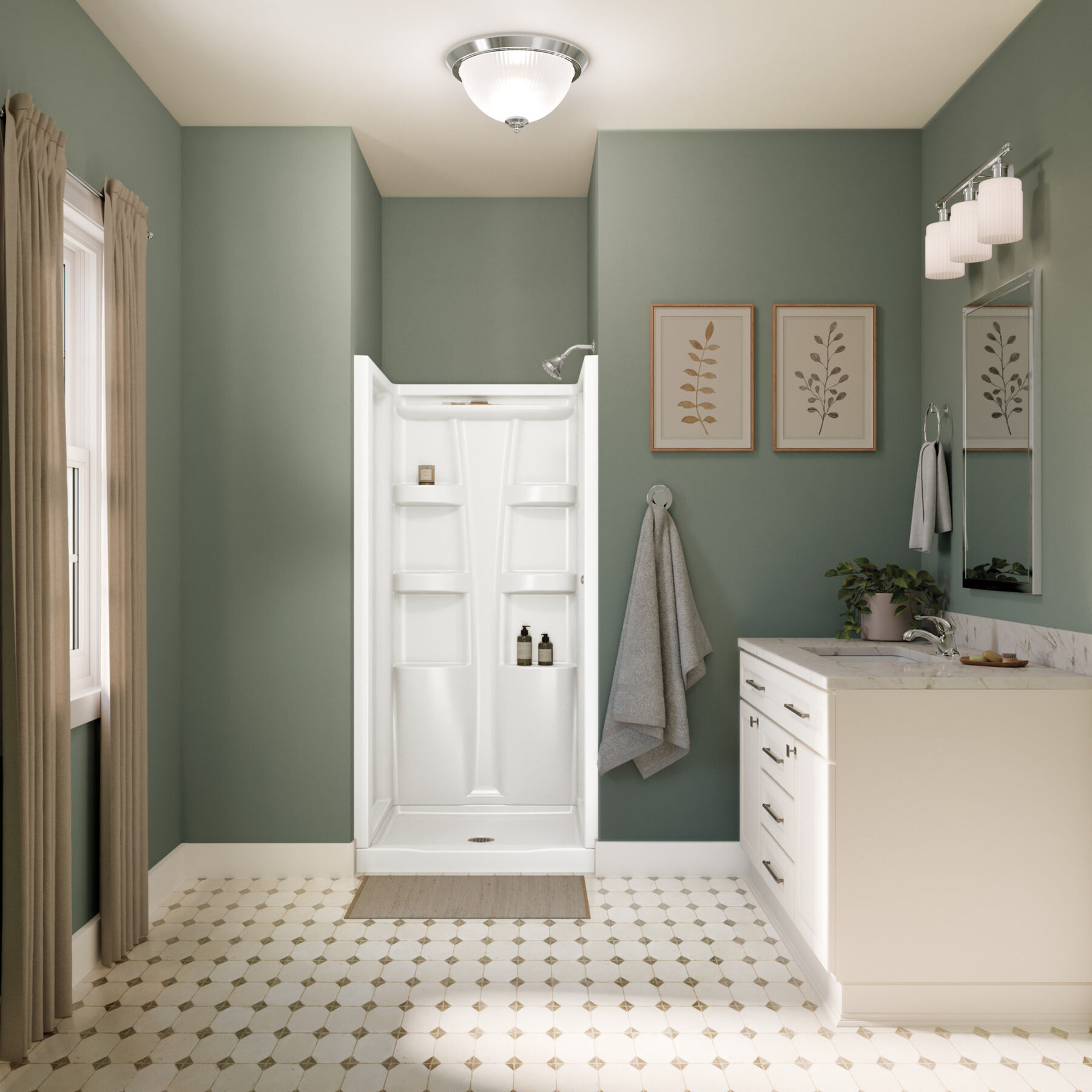 ProCrylic 36 in. x 36 in.Shower Base Center Drain, image 1