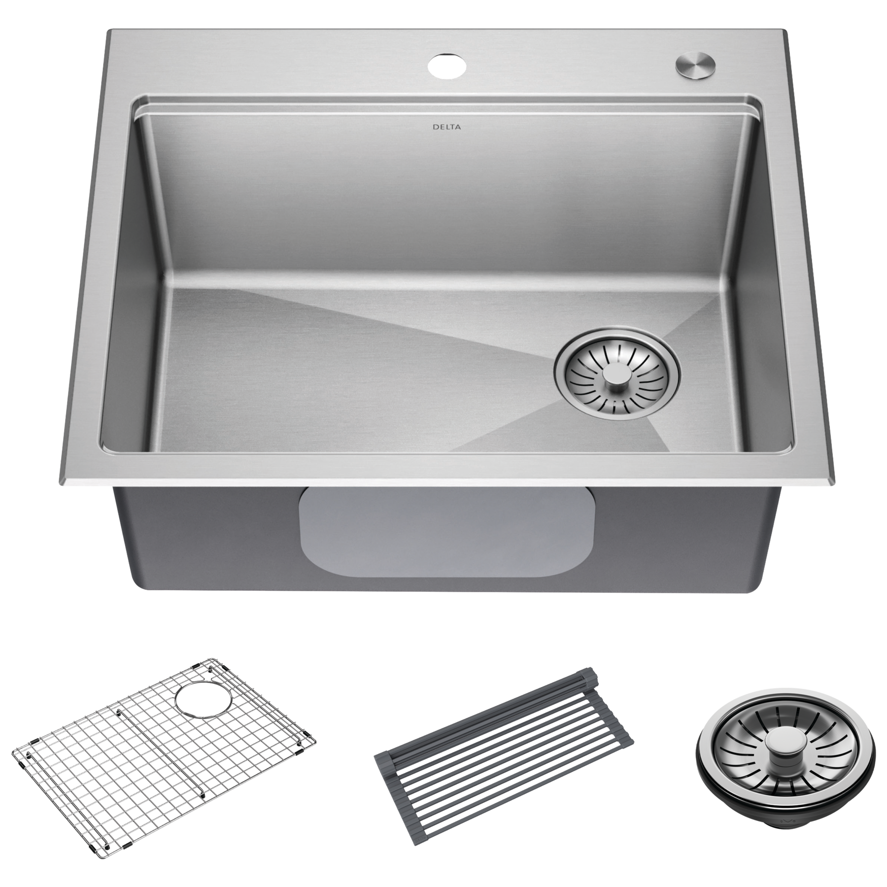 25” Stainless Steel Workstation Kitchen Sink Drop-In Undermount Single Bowl with WorkFlow™ Ledge and Accessories