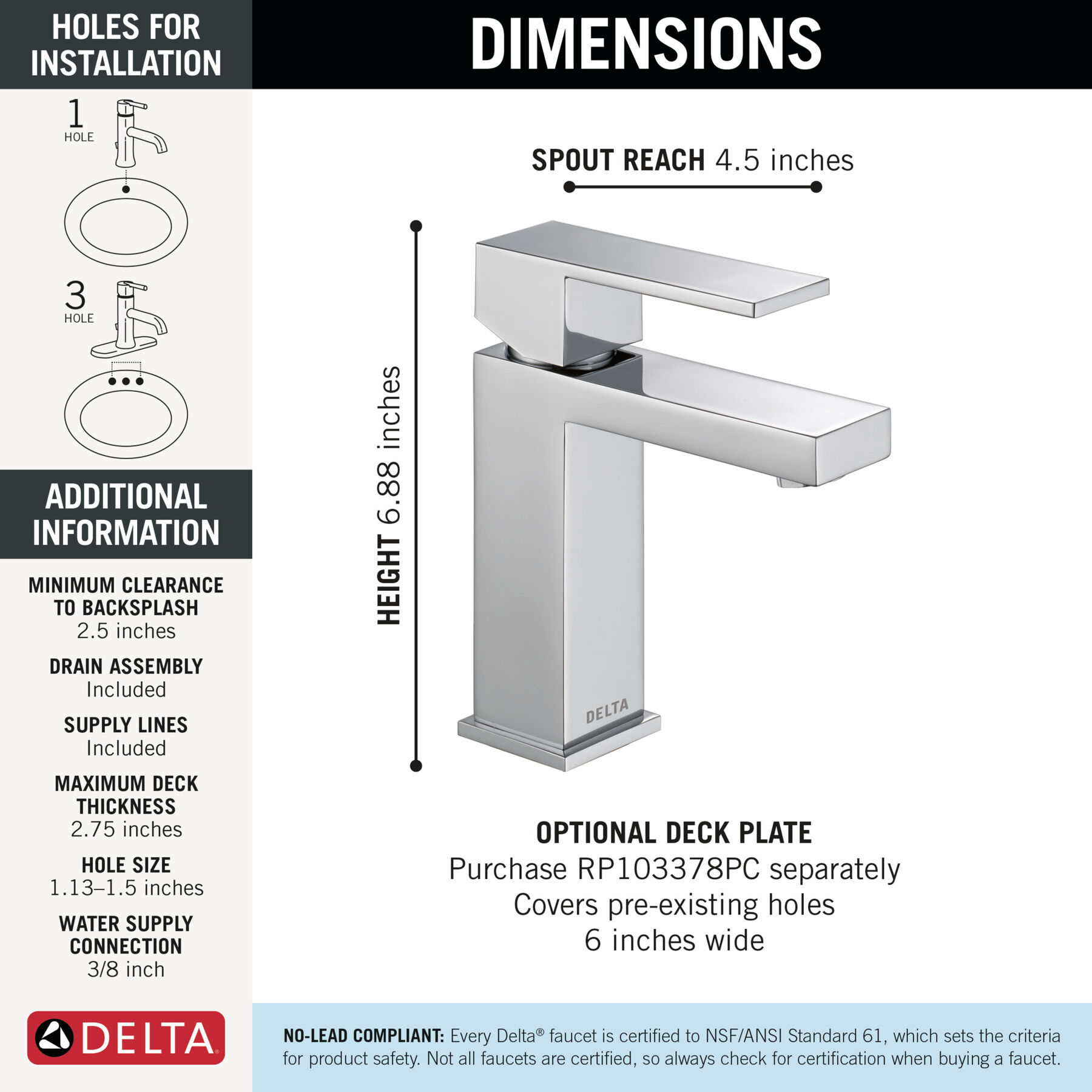 Single Handle Project-Pack Bathroom Faucet, image 1