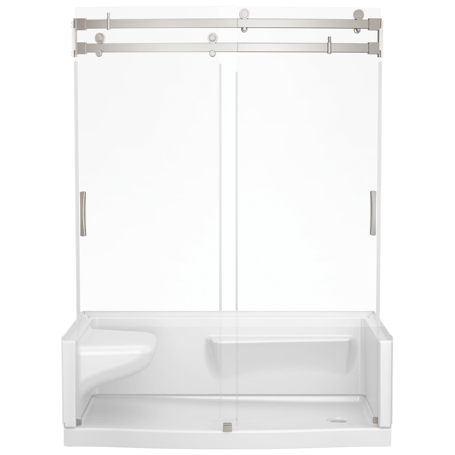 60x32 Alcove Shower Base with Door Bundle - Left Seat Right Drain Curve
