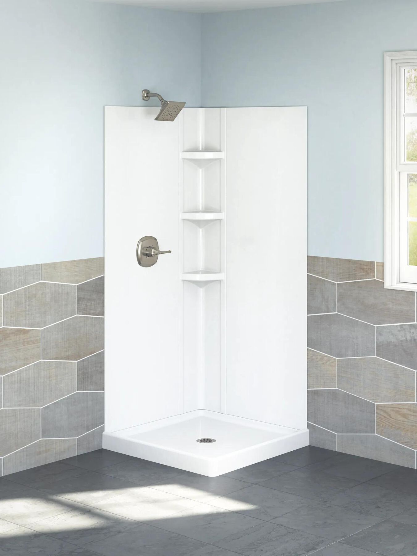 32&rdquo; x 32&rdquo; Corner Shower Base
