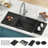 32” Undermount 16 Gauge Workstation Kitchen Sink Single with WorkFlow™ Ledge and Accessories