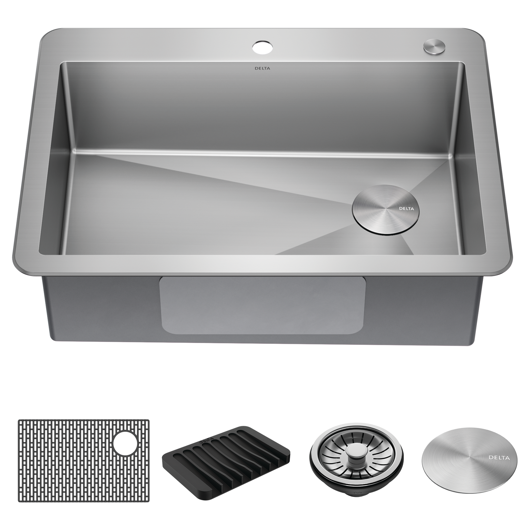 30” Drop-In Undermount Stainless Steel Single Bowl Kitchen Sink with Accessories