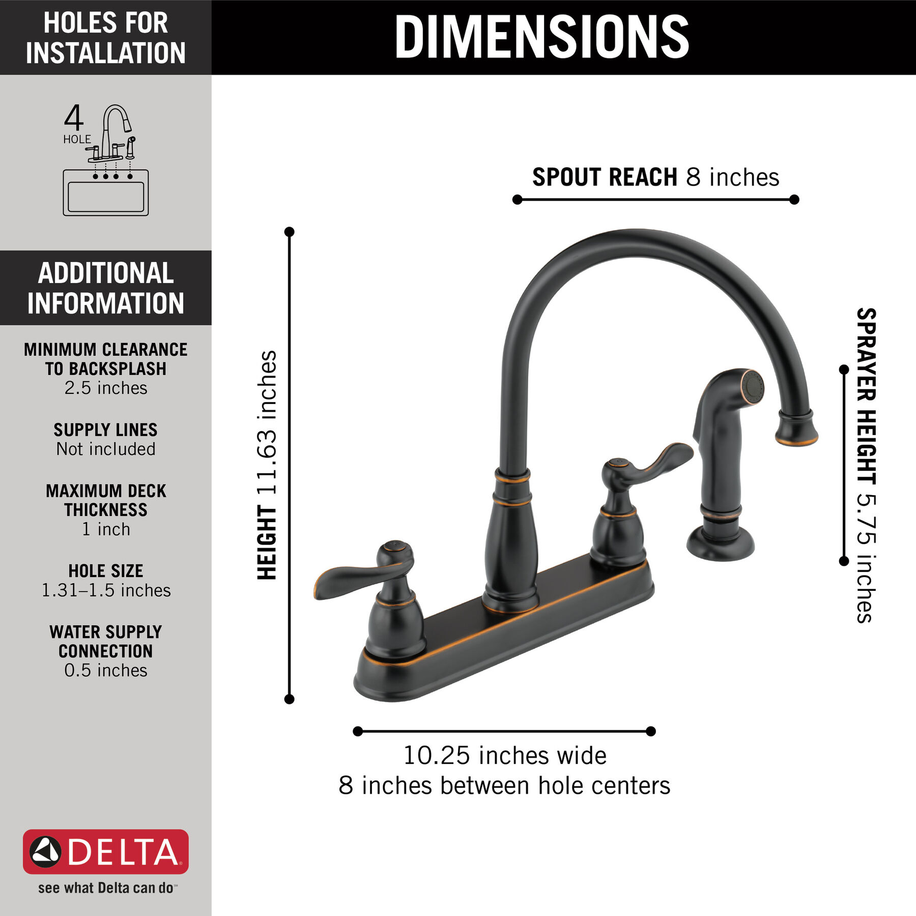 Two Handle Kitchen Faucet, image 2